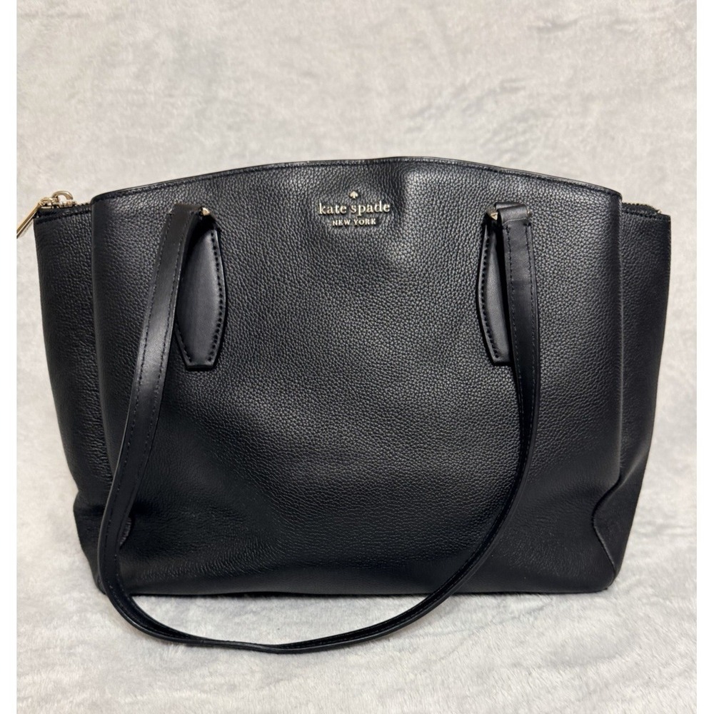 Kate Spade Monet Large Triple Compartment Tote Black Pebbled Leather